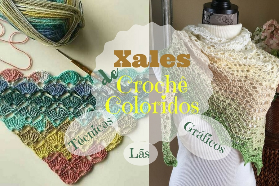 xales de crochê coloridos