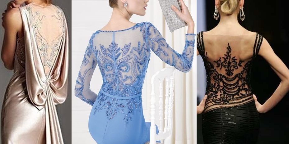 as costas do vestido de festa