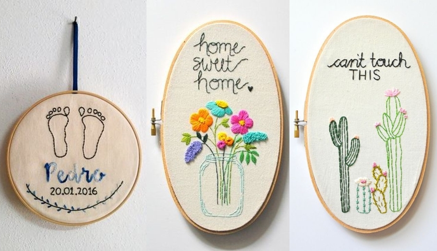 Faça você mesma quadro bordado em bastidor