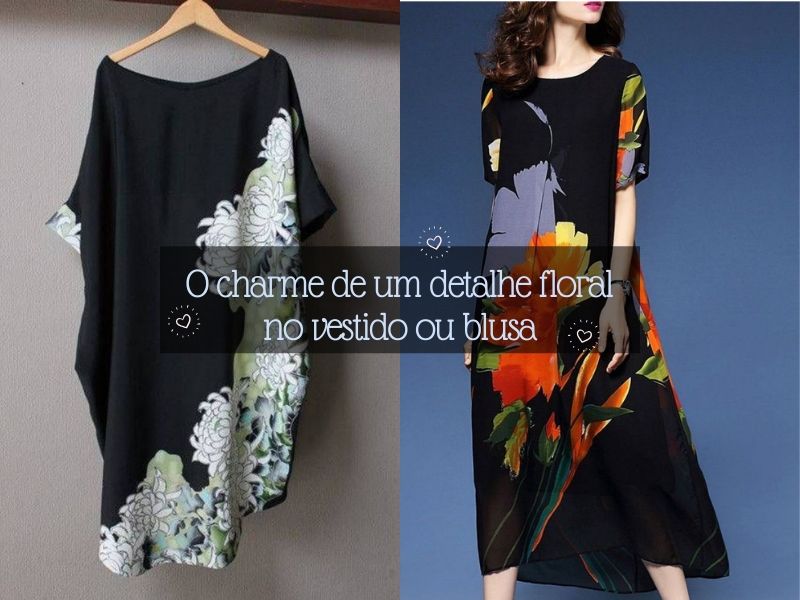 O charme do detalhe floral no vestido ou blusa