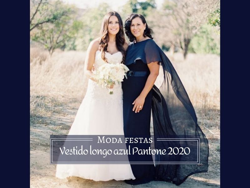 Moda festas: Vestido longo azul - Pantone 2020