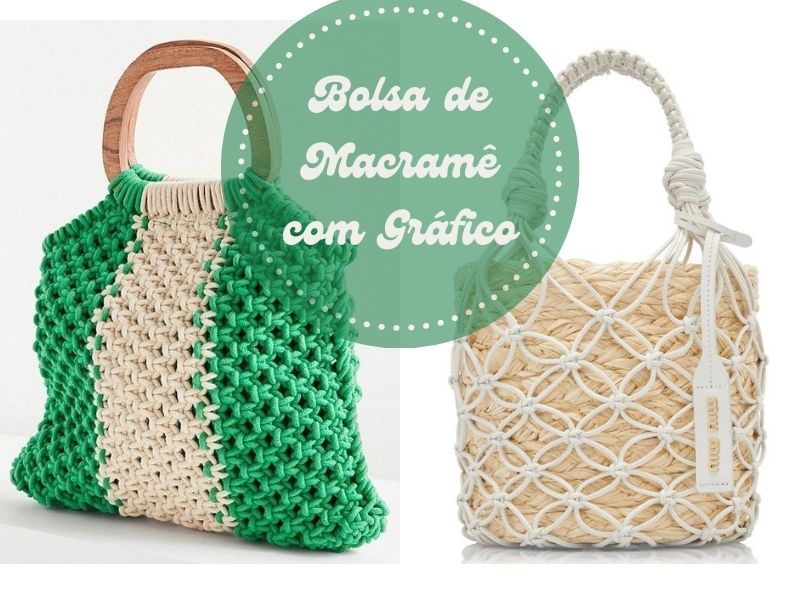 Bolsa de macramê com gráfico para copiar