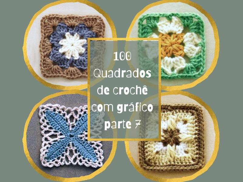 100 quadrados de crochê com gráfico parte 7