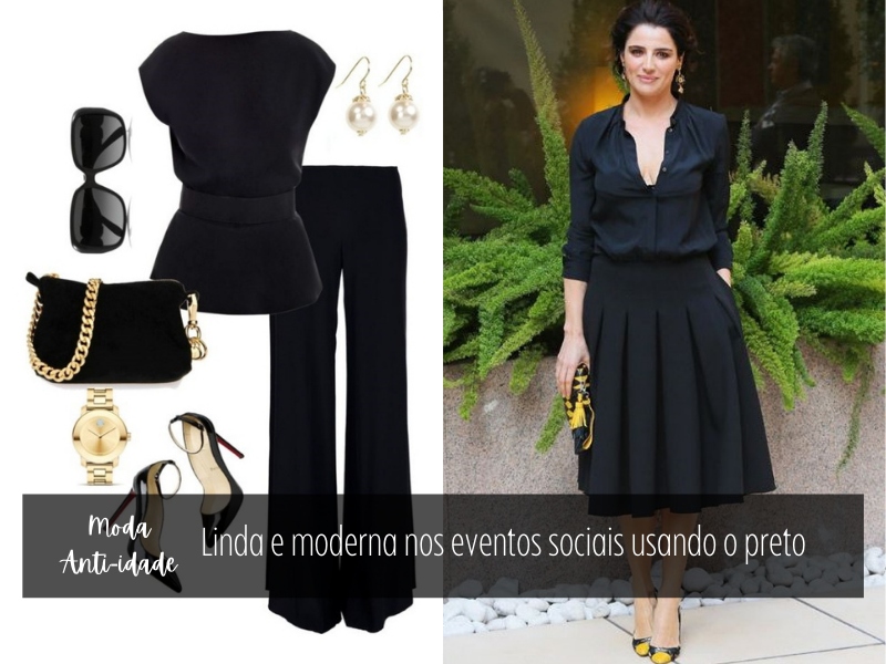 Moda anti-idade: Linda e moderna nos eventos sociais usando o preto
