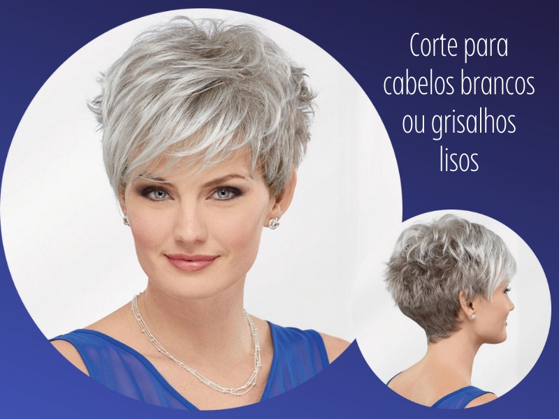 Bem na foto: Corte de cabelos brancos ou grisalhos lisos