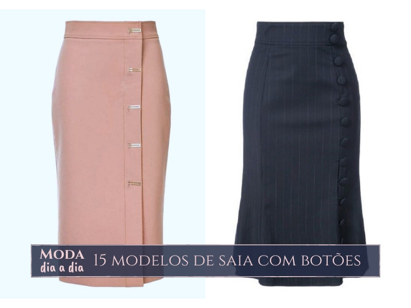 Moda dia a dia: 15 modelos de saia com botões