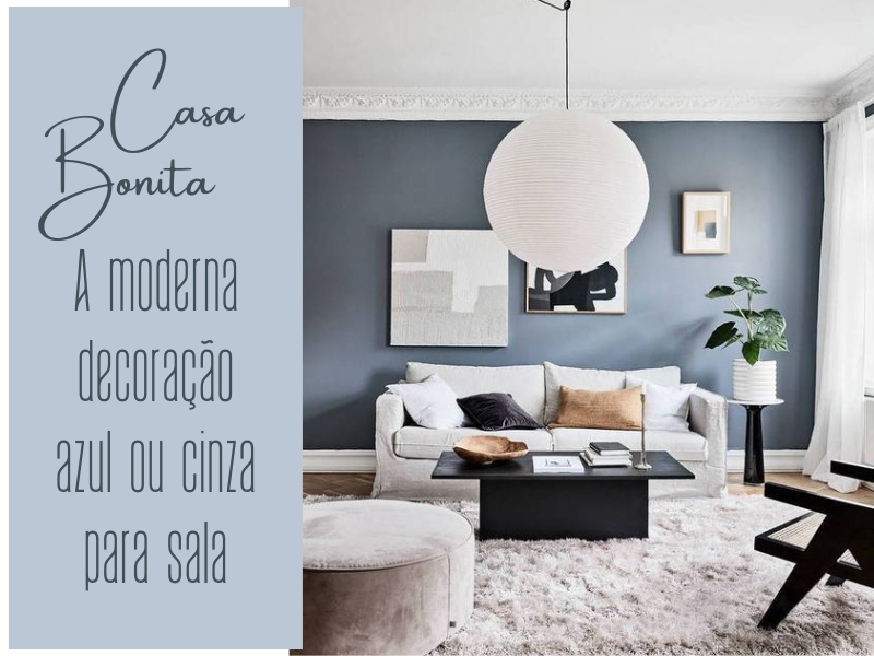 A moderna decoração azul ou cinza para sala