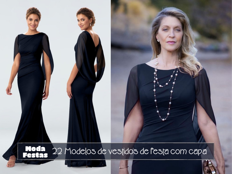 Moda Festas: 22 Modelos de vestidos de festa com capa