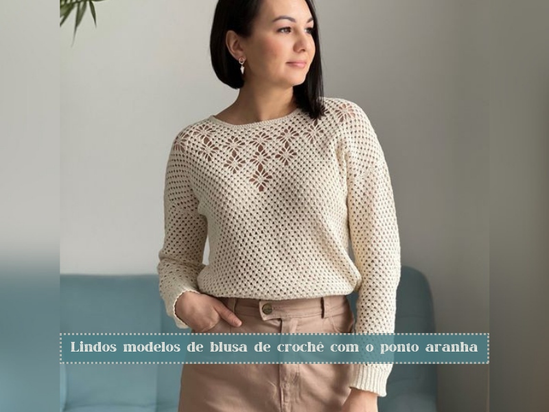 Lindos modelos de blusa de crochê com o ponto aranha +gráficos Lindos modelos de blusa de crochê com o ponto aranha +gráficos