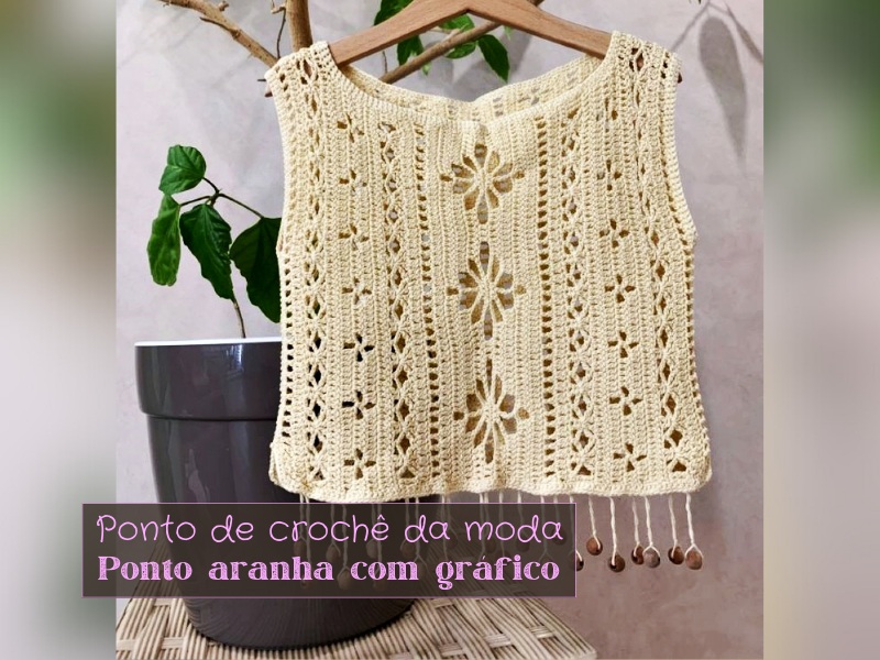 Ponto de crochê da moda: Ponto aranha com gráfico Ponto de crochê da moda: Ponto aranha com gráfico