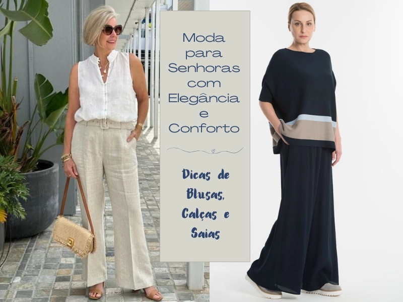Moda para Senhoras com Elegância e Conforto: Dicas de Blusas, Calças e Saias Moda para Senhoras com Elegância e Conforto: Dicas de Blusas, Calças e Saias