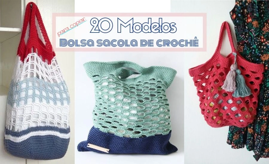 Inspirações de Bolsas Sacola de Crochê: 20 Modelos Lindos para Copiar Inspirações de Bolsas Sacola de Crochê: 20 Modelos Lindos para Copiar